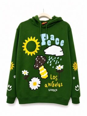 Riot Empire Peace Los Angeles Garden Green Graphic Hoodie Mushroom Streetwear M